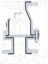 H44J/FS-6/10旋启式衬氟止回阀、衬氟止回阀结构图